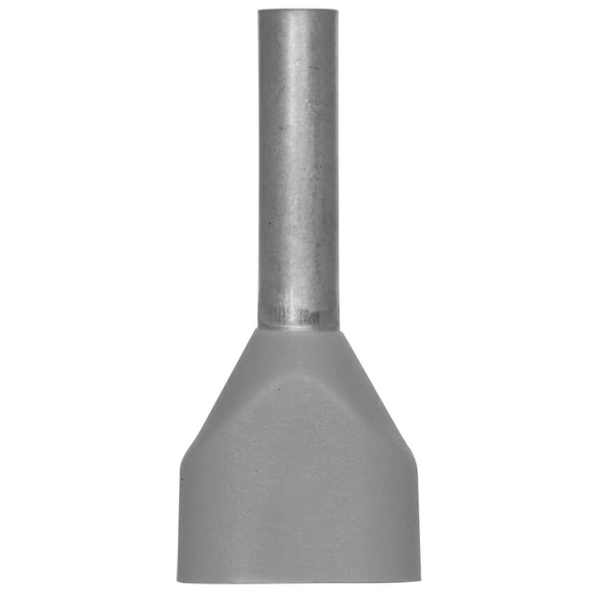 Aderendhülse, Isoliert, für 2 Eingänge, 0,75², 15/8 mm, grau