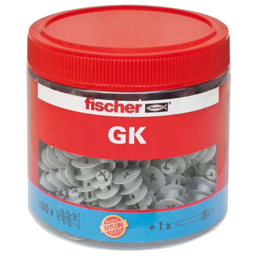 fischer® - Gipskarton-Dübel GK, mit Setzwerkzeug in Kunststoffdose, 160 Stück